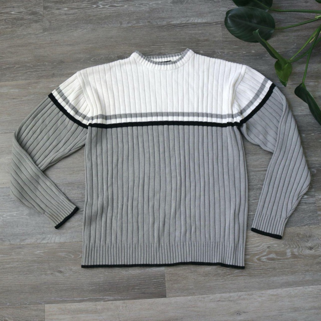 Culture Brand Mens Grey And White Color Block Sweater